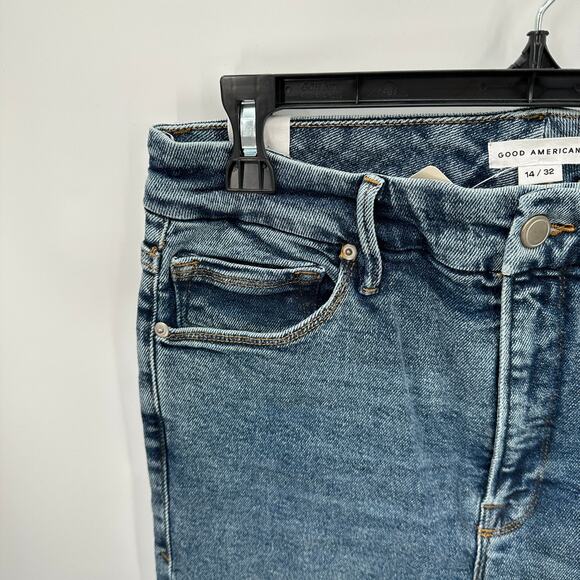 GOOD AMERICAN NWT Good Waist Crop Denim Jean in Blue799 // 14 - Picture 10 of 15